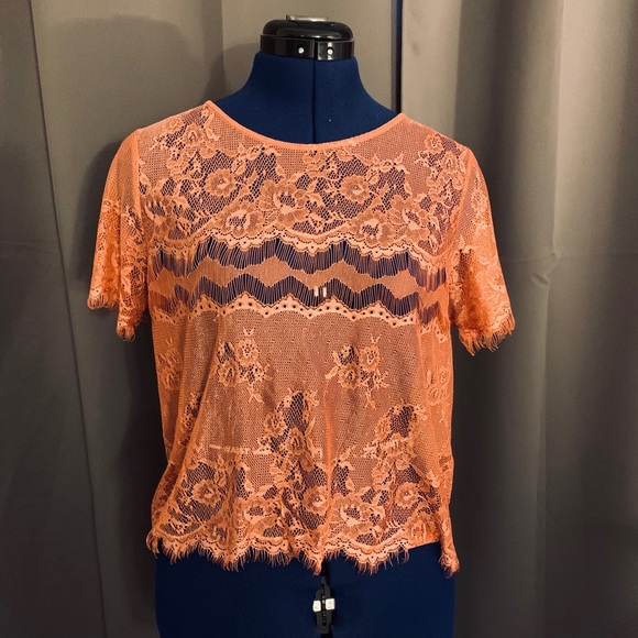 lace burnt-orange top - Picture 3 of 3